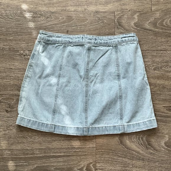Forever 21 Cotton Denim Jean Blue Zipper Detail Mini Skirt Size Medium - Picture 3 of 5